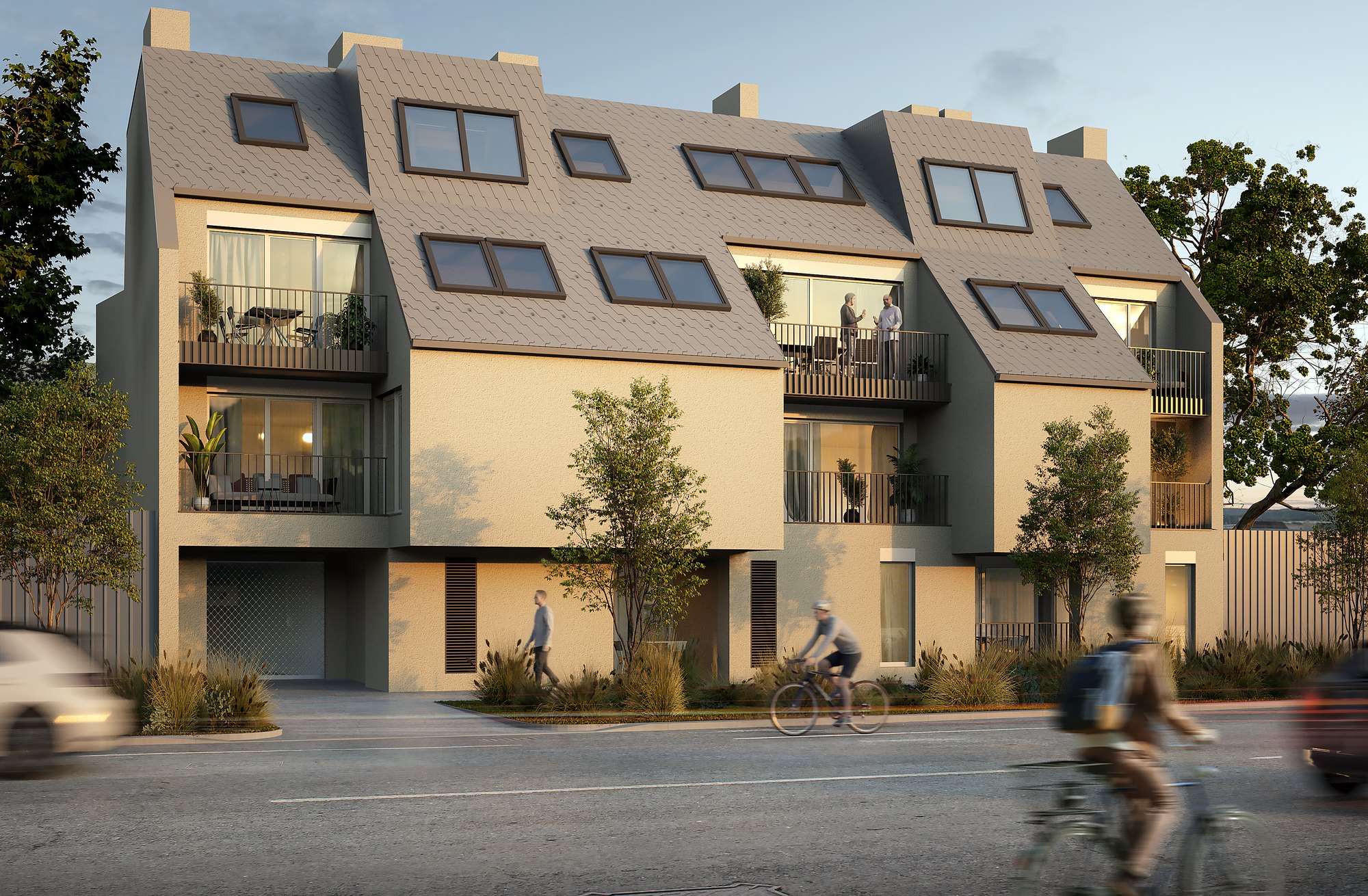 Das Wohnhaus von der Straßenseite aus gesehen